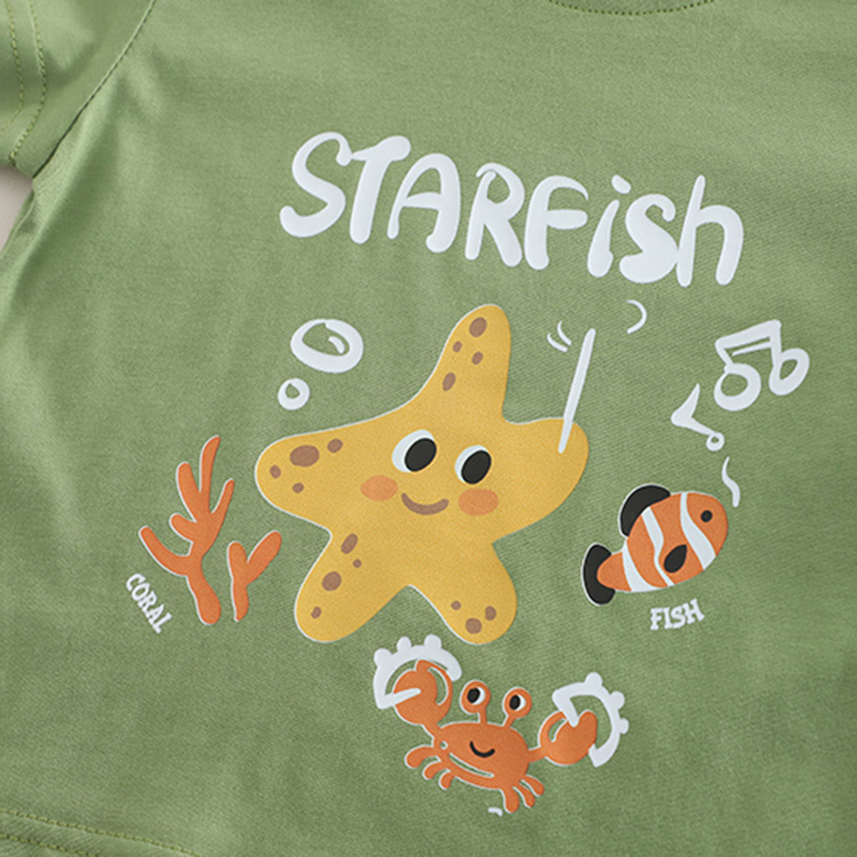 Boys Green Star Fish Graphic Short Sleeves T- Shirt With Shorts Set 2 pc. Sets