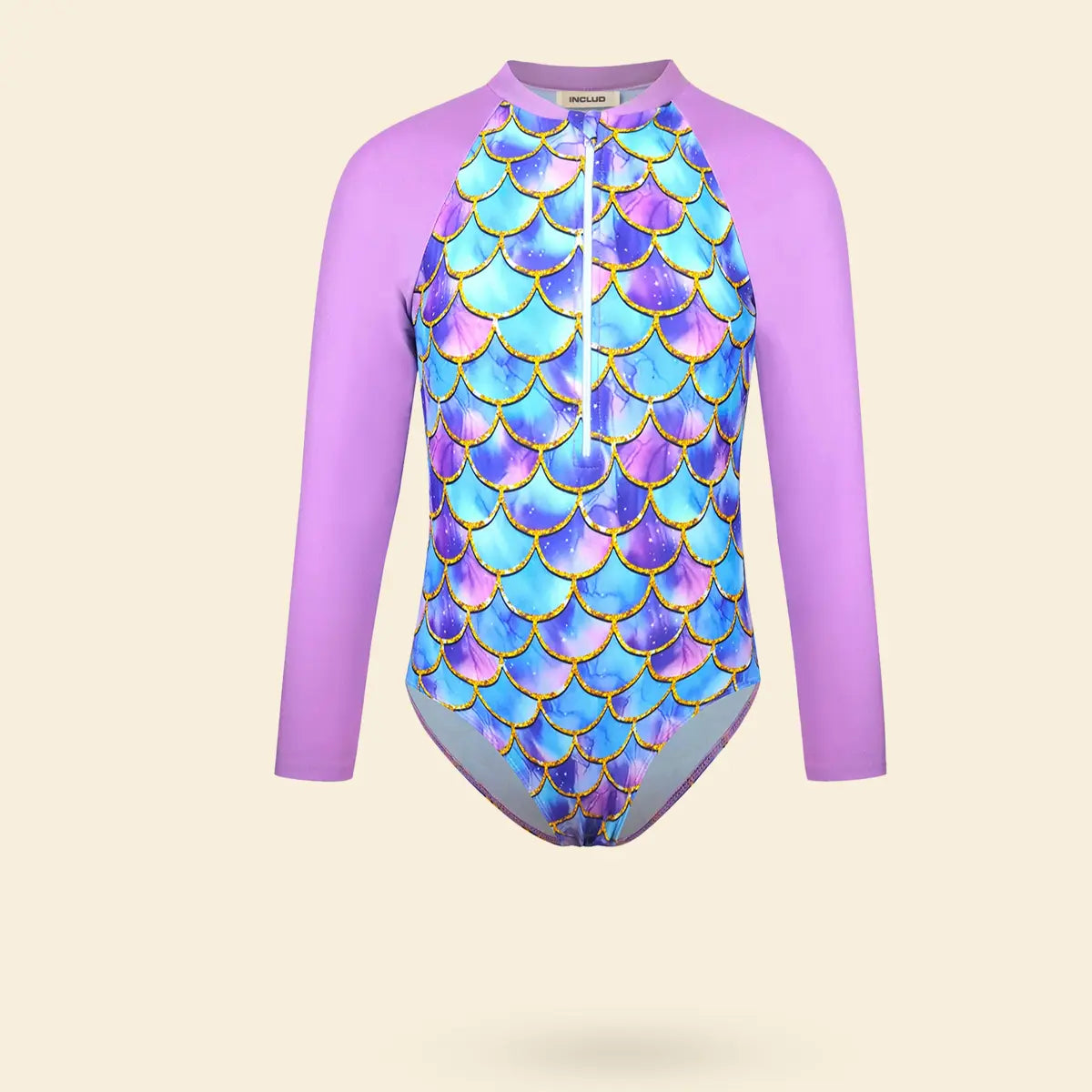 Girls Purple Mermaid Printed Swimwear Bodysuit Beachwear Purple 7-8 Y