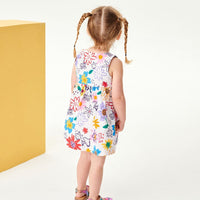 Girls Floral Print Sleeveless Fit & Flare Dress Casual Dresses   
