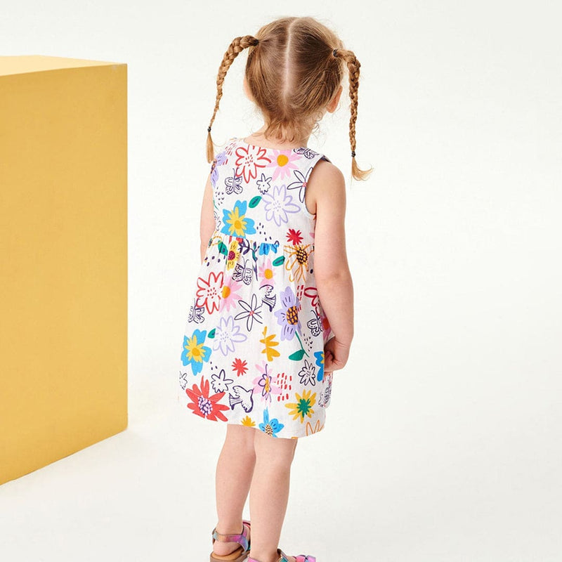 Girls Floral Print Sleeveless Fit & Flare Dress Casual Dresses   