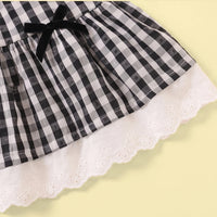 Girls Black Checked Sleeveless Top With Skirt Sets 2 pc. Sets