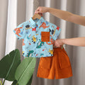 Boys Sky Blue Animals Printed Short Sleeves Shirt With Shorts Set 2 pc. Sets Sky Blue 1-2 Y