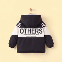 Boys White Hooded Full Sleeves Fleece Lined Jacket Coats & Jackets