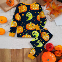 Boys Black Halloween Pumpkin Printed T-Shirt With Jogger Co-ord Sets 2 pc. Sets