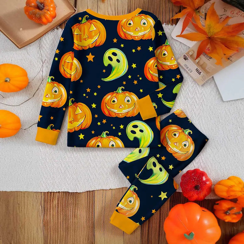 Boys Black Halloween Pumpkin Printed T-Shirt With Jogger Co-ord Sets 2 pc. Sets