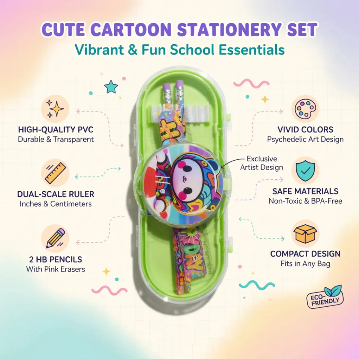 Animal Cartoon Pencil Case with Stationery -Kids School Organizer Trending Accessories