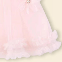 Girls Light Pink Flower Applique Tulle Overlay Sleeveless A-line Dress Casual Dresses