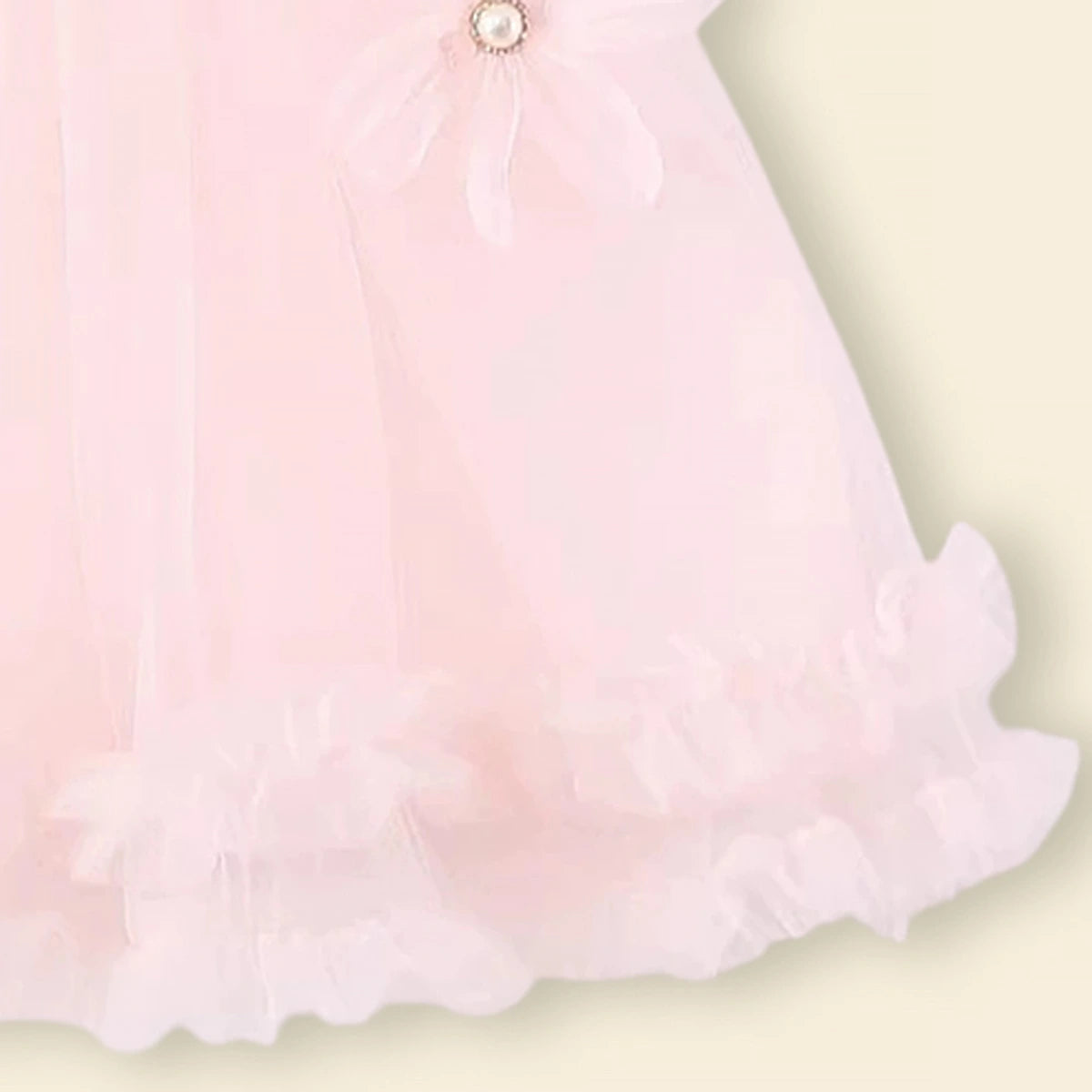 Girls Light Pink Flower Applique Tulle Overlay Sleeveless A-line Dress Casual Dresses