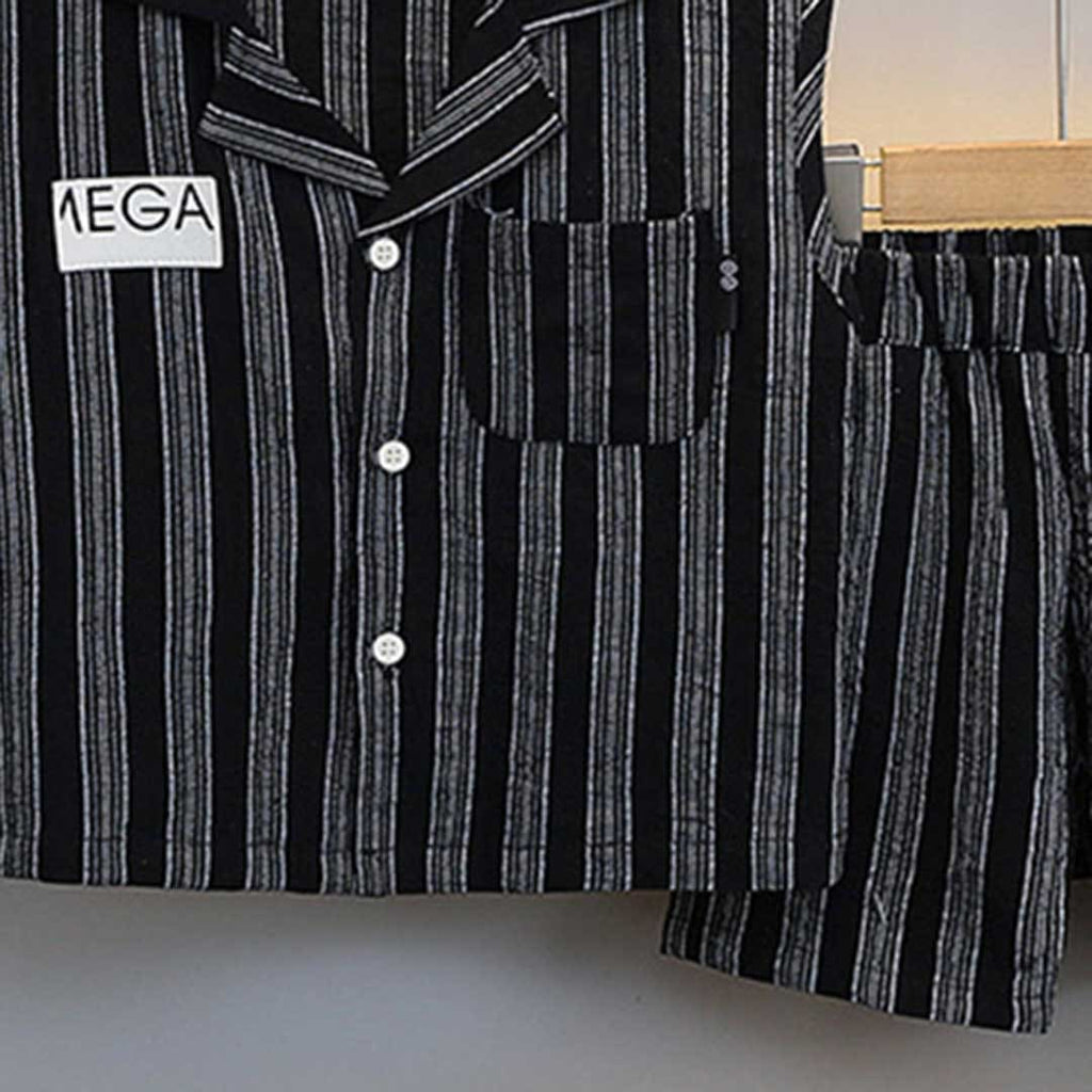 Boys Striped Sleeveless Shirt With Shorts Set Sets   