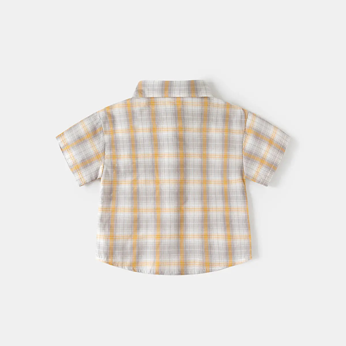 Boys Khaki Checked Short Sleeves Shirt With Shorts Sets Sets