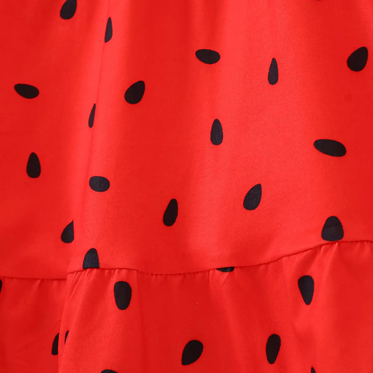 Girls Red Watermelon Print Fit & Flare Dress with Flutter Sleeves Casual Dresses