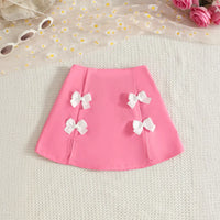 Girls Floral Applique Sleeveless Crop Top With Pink Skirt Sets Sets