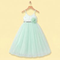 Girls Light Green Floral Applique Fit & Flare Party Dress Party Dresses Light Green 2-3 Y