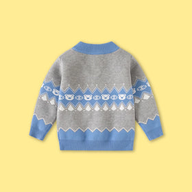 Boys Grey Long Sleeve Jacquard Sweater Sweaters & Cardigans