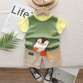 Boys Green Penguin Printed T-shirt with Shorts Set 2 pc. Sets Green 1-2 Y