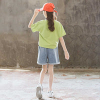 Girls Short Sleeve Graphic T-Shirt With Denim Shorts Set 2 pc. Sets   