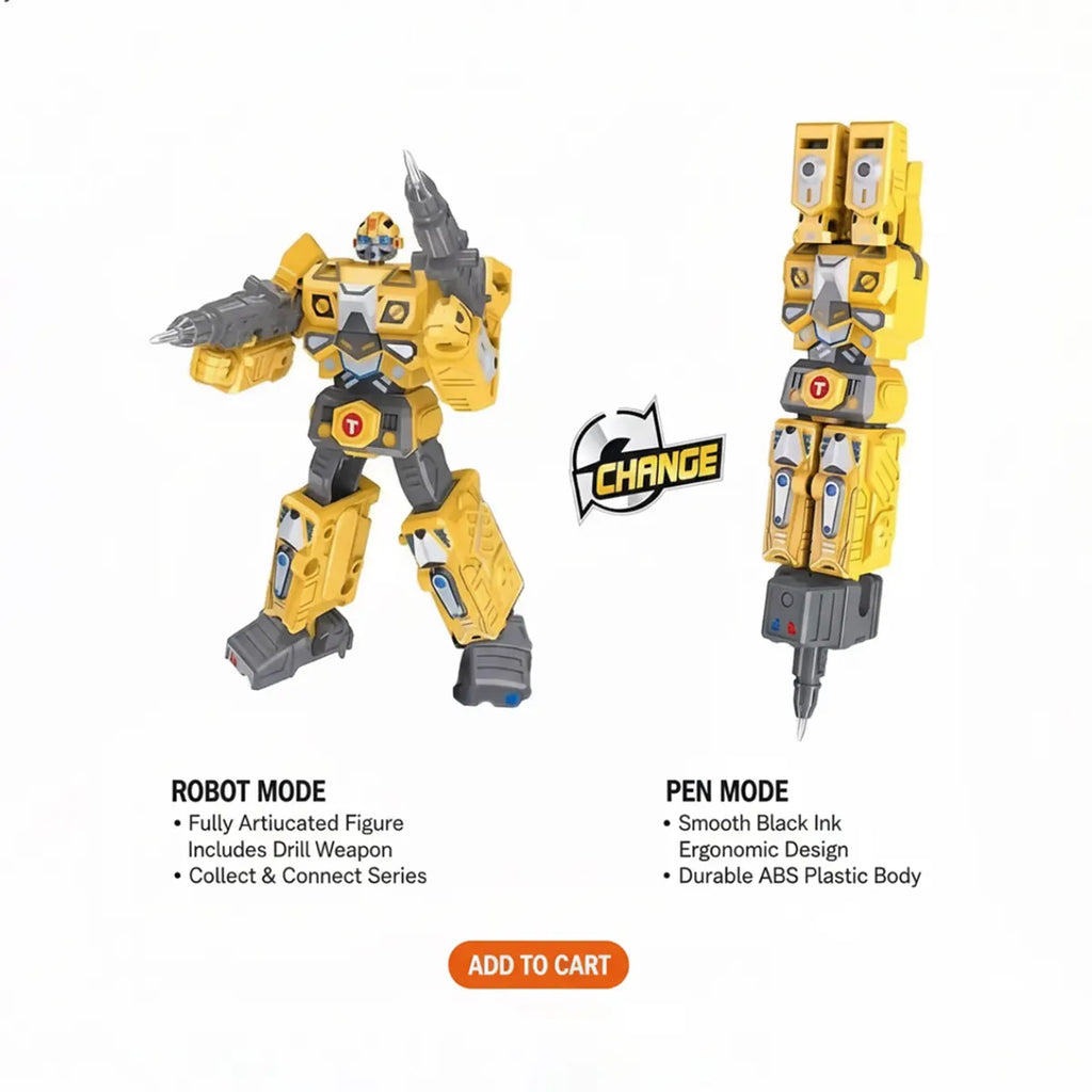 Kids Yellow Robot-to-Pen Transforming Toy Trending Accessories