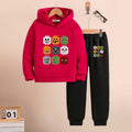 Boys Red Graphics Halloween-Themed Printed Hooded Sweatshirt With Jogger Sets 2 pc. Sets Red 5-6 Y