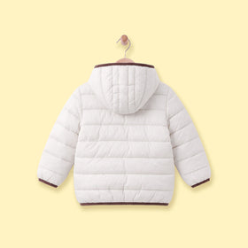 Girls Off White Hooded Zip-up Puffer Jacket Coats & Jackets