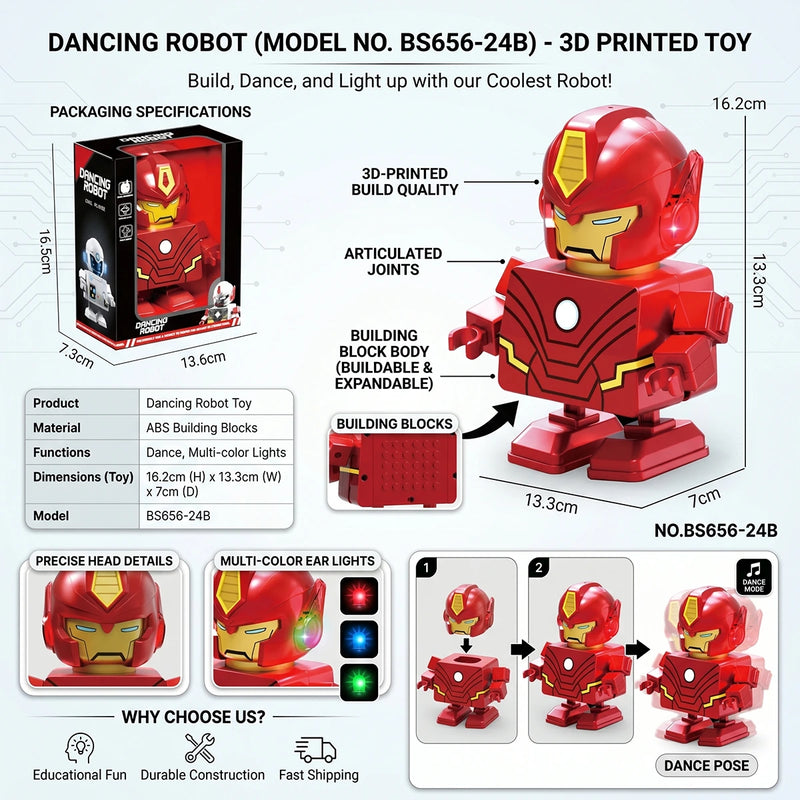 Electric Iron Man Dancing Robot Toy with Flashing Lights & Music for Kids Boys & Girls Trending Accessories