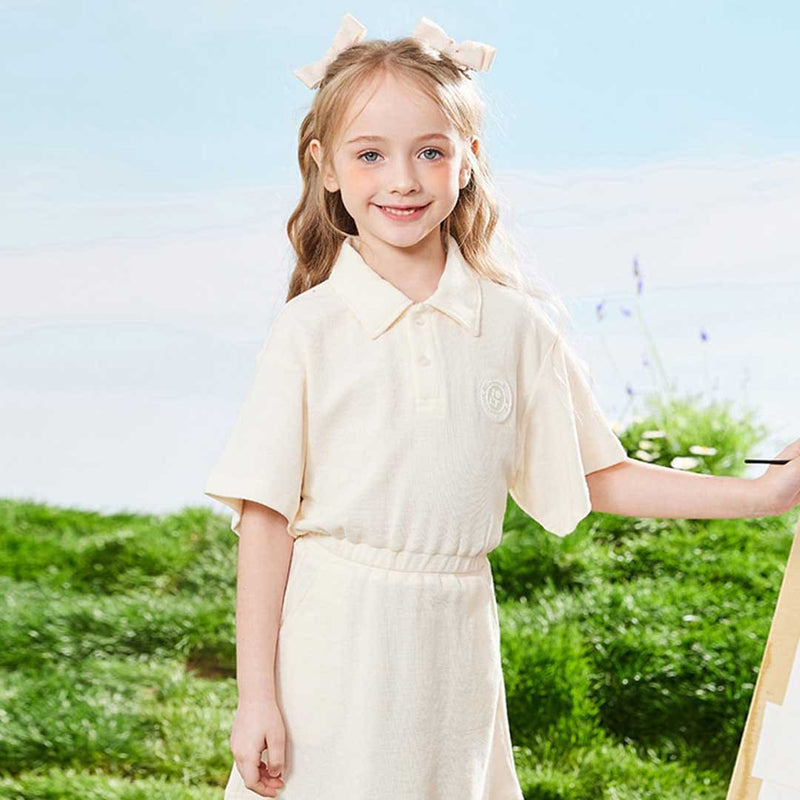 Girls Short Sleeve Polo T-Shirt With Elasticated Skirt Set 2 pc. Sets   