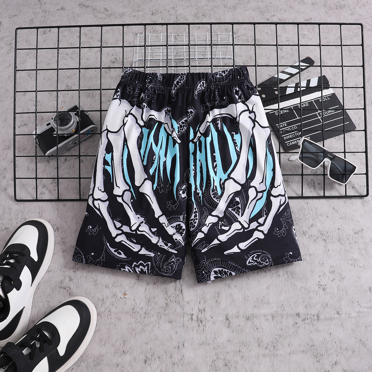 Boys Black Halloween Printed Elasticated Shorts Shorts Black 7-8 Y
