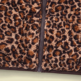 Girls Brown Fleece Leopard Print Sleeveless Jacket Coats & Jackets