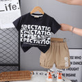 Boys Black Typographic Printed Short Sleeves Round Neck T-Shirt With Shorts Set 2 pc. Sets Black 2-3 Y