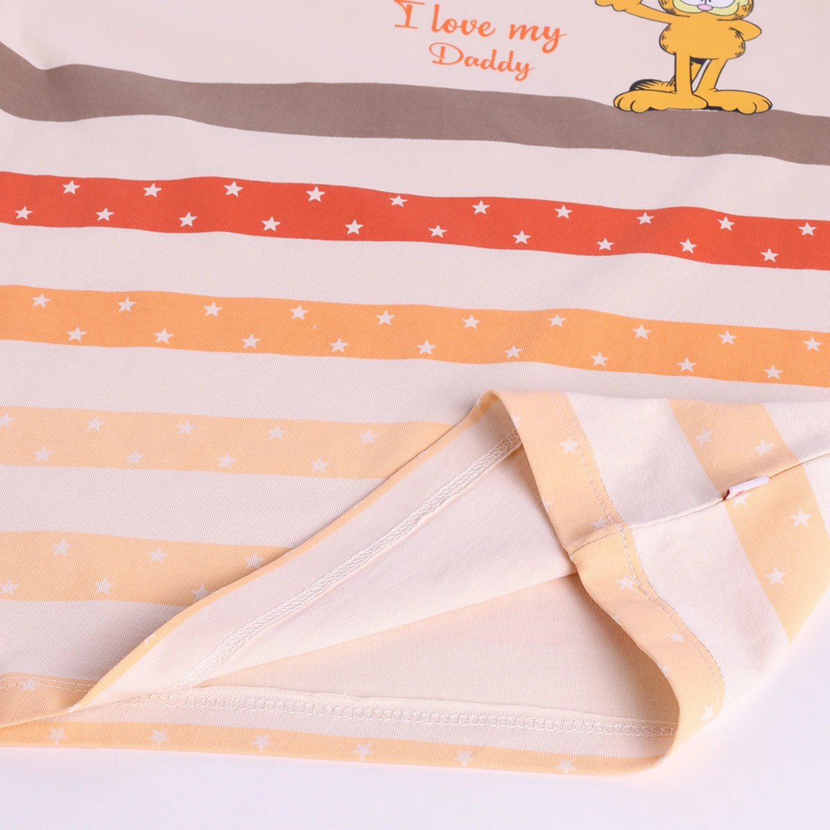 Boys Beige Cartoon Graphic Stripes T-Shirt With Elasticated Shorts Sets Sets