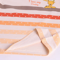 Boys Beige Cartoon Graphic Stripes T-Shirt With Elasticated Shorts Sets Sets