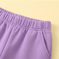 Girls Purple Bunny Applique Sweatshirt With Pants Sets Sets