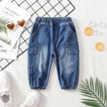 Boys Blue Denim Cargo Jogger Pants Pants Blue 1-2 Y