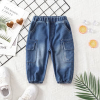 Boys Blue Denim Cargo Jogger Pants Pants Blue 1-2 Y