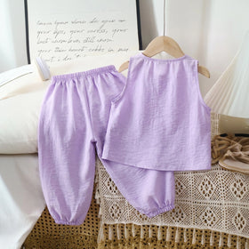 Girls Lavender Bow Applique Sleeveless Top With Pants Sets 2 pc. Sets