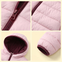 Girls Light Pink Hooded Zip-up Puffer Jacket Coats & Jackets