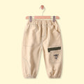 Boys Beige Embroidered Jogger Pants Beige 1-2 Y