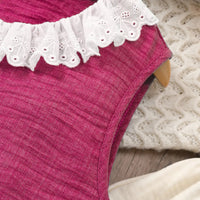 Girls Pink Textured Sleeveless Top With Flared Pants Set Sets