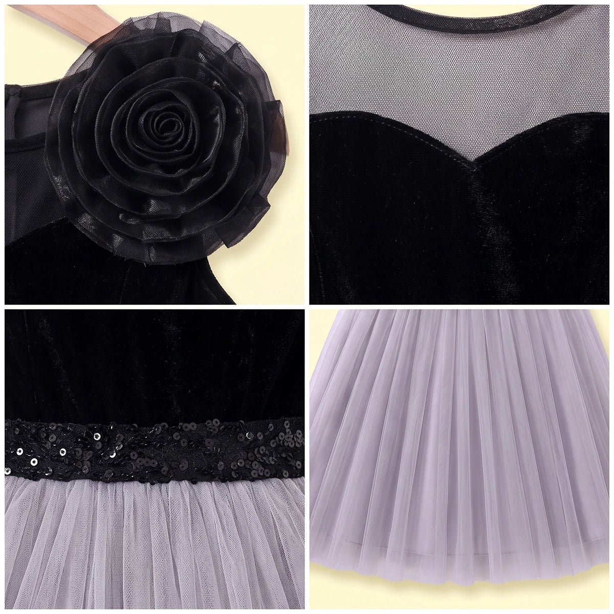 Girls Black Sleeveless Flared Party Gown Party Dresses