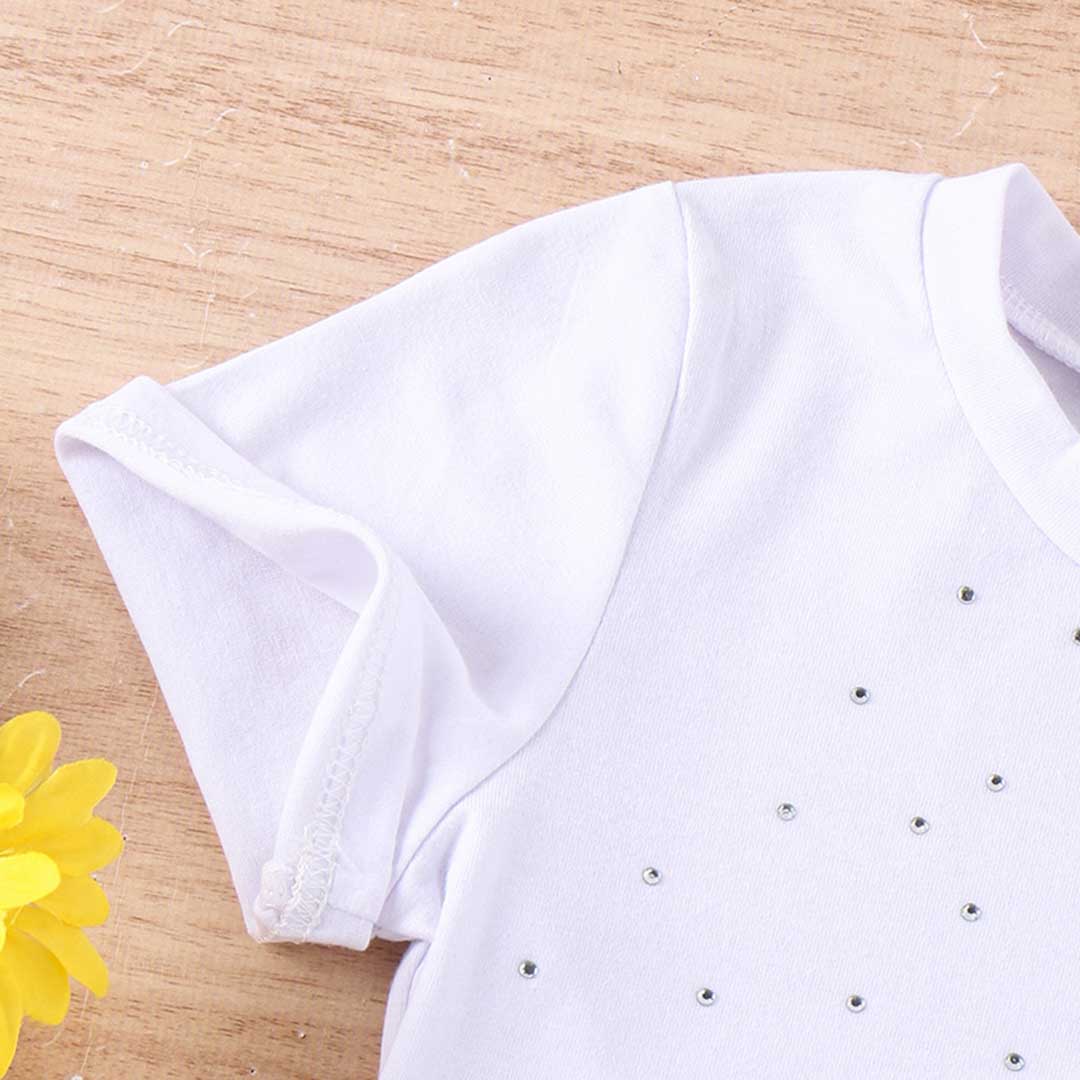 Girls Short Sleeve Top With Heart Shape Pocket Shorts Set 2 pc. Sets   