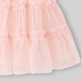 Girls Pink Flutter Sleeve Tiered A-line Dress Casual Dresses