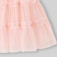 Girls Pink Flutter Sleeve Tiered A-line Dress Casual Dresses