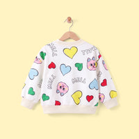 Girls Off White Heart Print Sweatshirt With Skirt Sets 2 pc. Sets