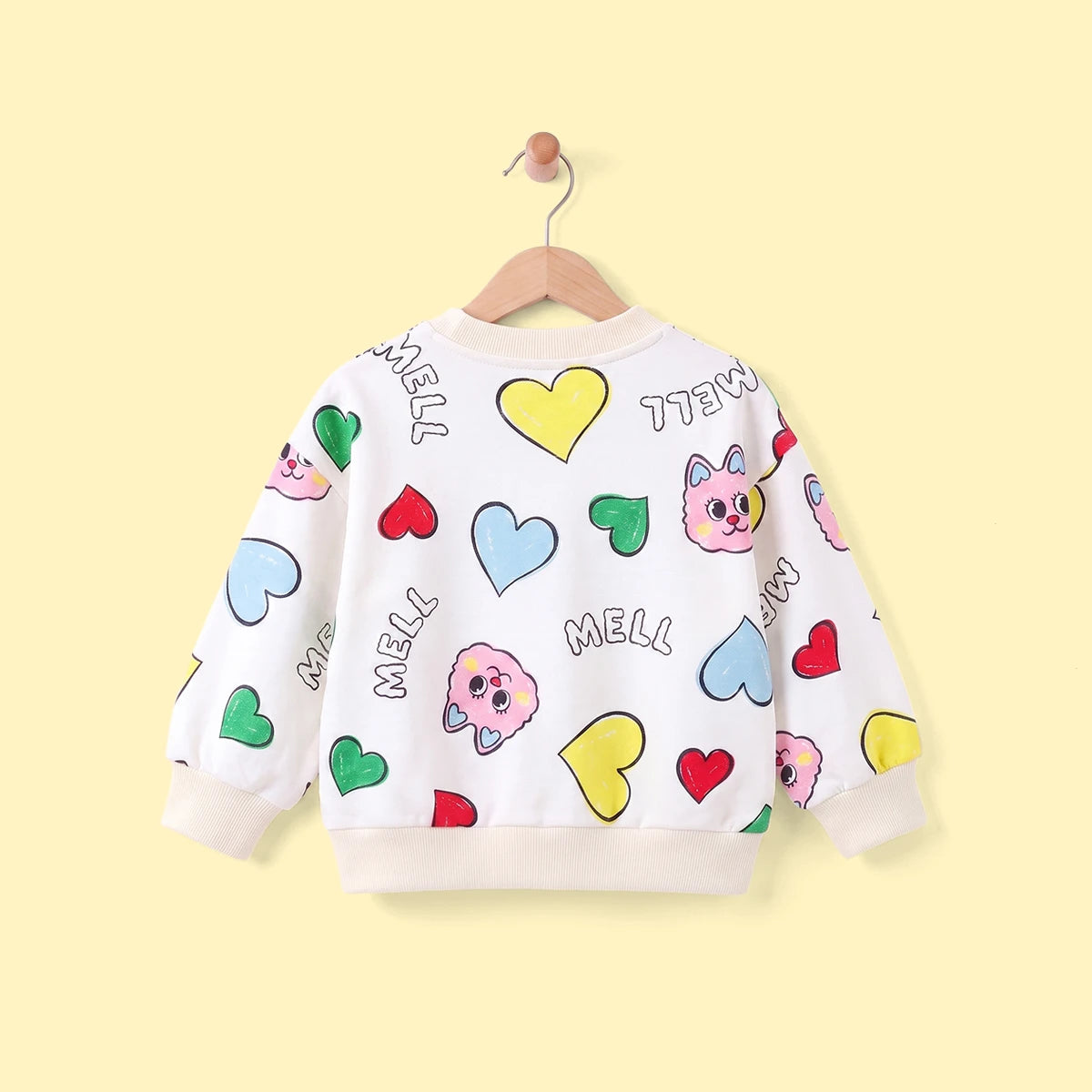 Girls Off White Heart Print Sweatshirt With Skirt Sets 2 pc. Sets