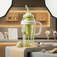 Green Reusable Water Bottle with Straw & Handle Trending Accessories