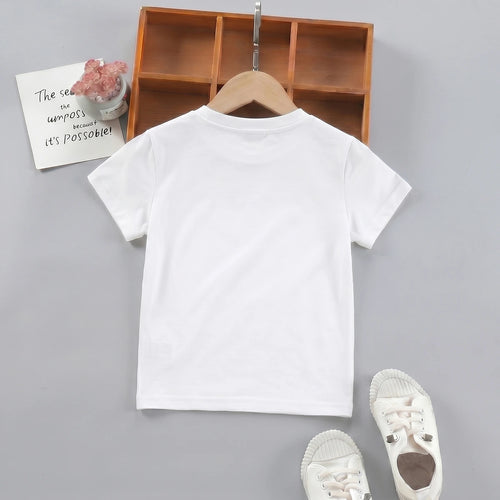 Girls White Heart Printed Short Sleeve T-Shirt Tshirts