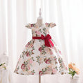 Girls Red Floral Printed Cap Sleeve Fit & Flare Party Wear Dress Party Dresses Red 2-3 Y