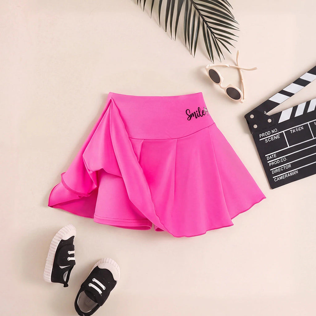Girls Multicolor Bow Print Pleated Skorts Pack Of 3 Skirts