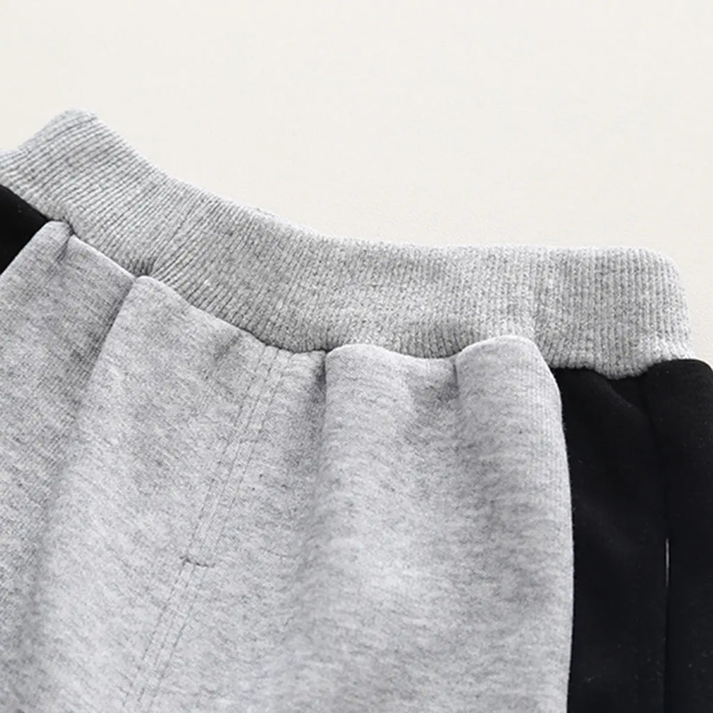 Boys Grey Alphanumeric Printed Polo Sweatshirt With jogger Co-ord Sets Sets