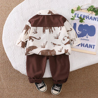 Boys Brown Animals Printed Shirt With Pant Set 2 pc. Sets