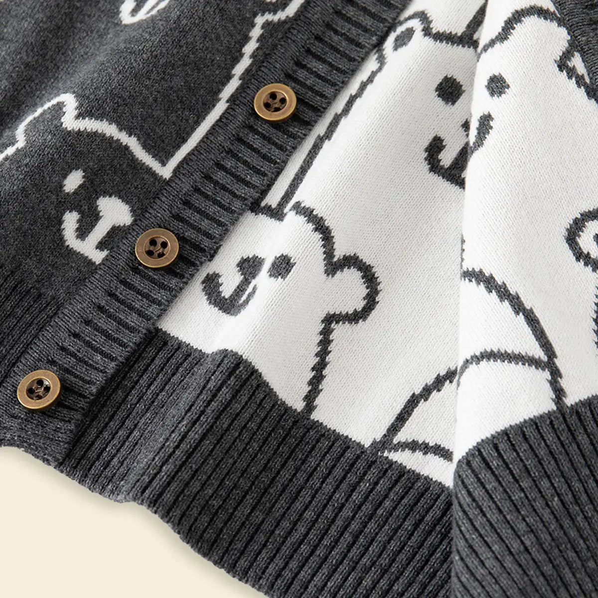 Boys Dark Grey Self-Design Button Down Cardigan Sweaters & Cardigans
